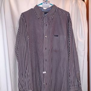 Chaps Purp/Grey & White Striped Button up